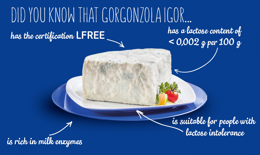 Gorgonzola IGOR is the first cheese certified Lfree and approved by the AILI