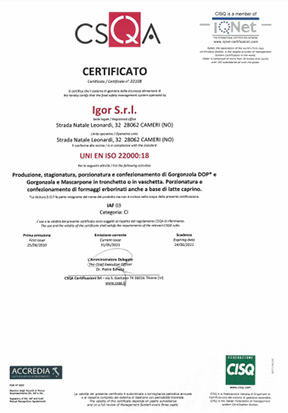 certificazione UNI EN ISO 22000:18