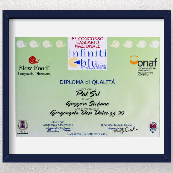 il Gorgonzola dolce DOP vince il Premio Infiniti Blu