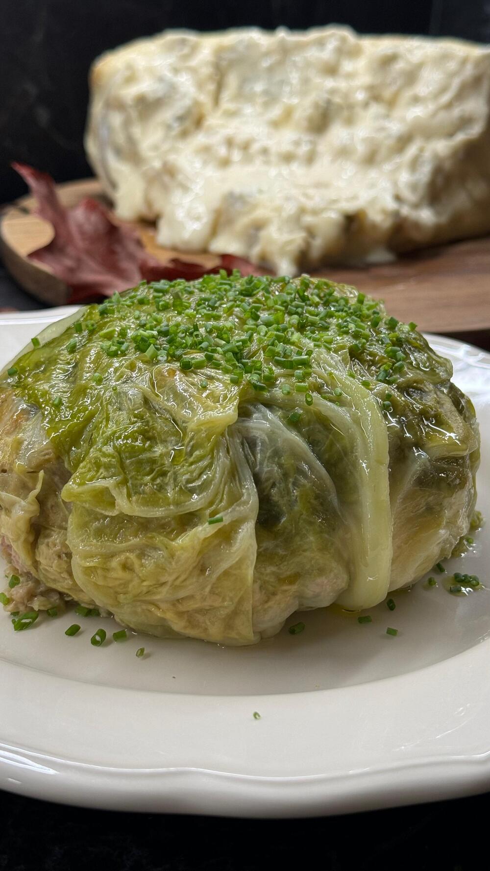Savoy cabbage zuccotto with Gorgonzola Dolce Igor