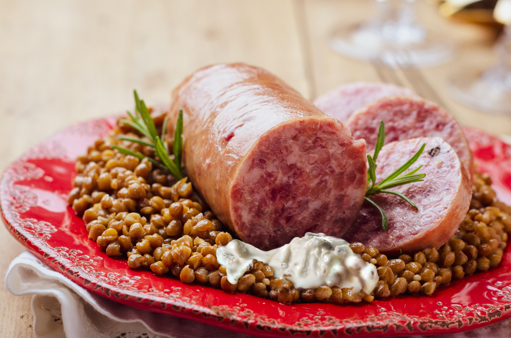 Cotechino with lentils and Sweet Gorgonzola