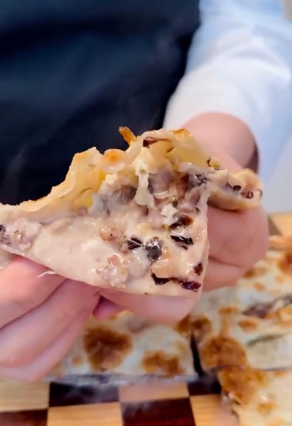 Focaccia with Dolce IGOR gorgonzola, sausage and radicchio