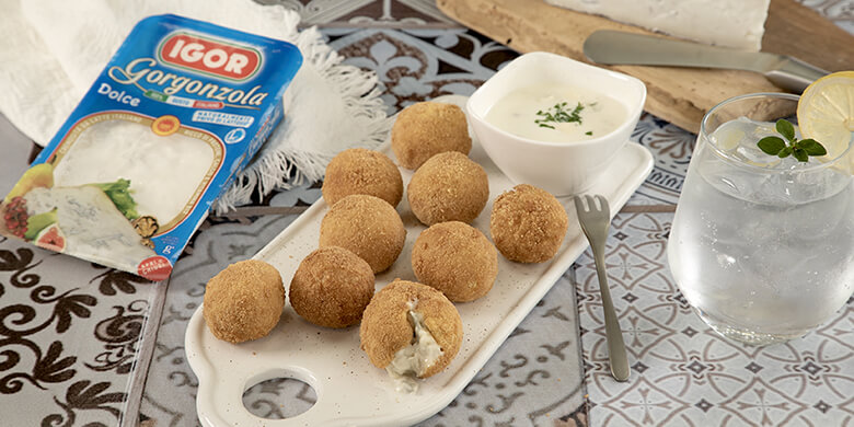 Kartoffelkroketten mit Gorgonzolafüllung