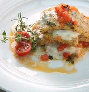 POLENTA LASAGNETTA WITH
GORGONZOLA AND TOMATOES