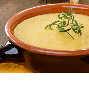 POLENTA LIQUIDA CON SPUMA DI GORGONZOLA 