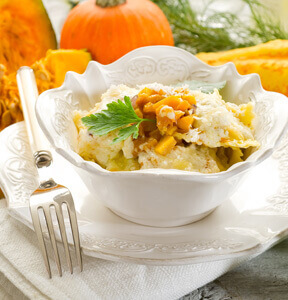 PUMPKIN TORTELLONI WITH GORGONZOLA AND HAZELNUTS