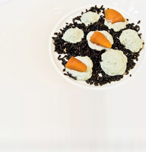 ARROZ ARTMIDE, ESPUMA DE QUESO GORGONZOLA Y FRUTA