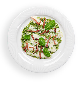 RISOTTO CON SPINACI, SPECK E CREMA DI GRAN RISERVA LEONARDI IGOR