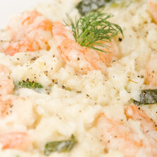 RISOTTO AGLI SCAMPI CON SPUMANTE ROSÈ, E GORGONZOLA