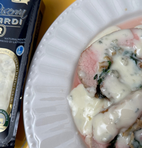 ROTOLO DI VITELLO E GORGONZOLA IGOR GRAN RISERVA LEONARDI