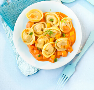 TORTELLI AL BLU DI CAPRA E ZUCCA